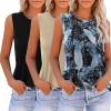 imageZeagoo Womens 2025 Tank Tops Casual Crewneck Sleeveless T Shirts Loose Fit Summer Tunic BlousePrint 1  Khaki  Black
