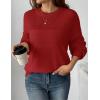 imageZeagoo Womens 2025 Fall Chunky Knit Sweater Oversized Crewneck Long Sleeve Winter Cotton Pullover Sweaters Jumper TopsRed