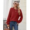 imageZeagoo Womens 2025 Fall Chunky Knit Sweater Oversized Crewneck Long Sleeve Winter Cotton Pullover Sweaters Jumper TopsRed