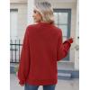 imageZeagoo Womens 2025 Fall Chunky Knit Sweater Oversized Crewneck Long Sleeve Winter Cotton Pullover Sweaters Jumper TopsRed