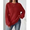 imageZeagoo Womens 2025 Fall Chunky Knit Sweater Oversized Crewneck Long Sleeve Winter Cotton Pullover Sweaters Jumper TopsRed
