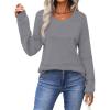 imageZeagoo Sweaters for Women Long Sleeve Tops Soft Knit Crew Neck Pullover Sweater Lightweight Crochet 2025 Fall OutfitsA Grey