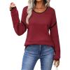imageZeagoo Sweaters for Women Long Sleeve Tops Soft Knit Crew Neck Pullover Sweater Lightweight Crochet 2025 Fall OutfitsRedblack