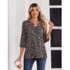 imageZeagoo 34 Length Sleeve Womens Tops Casual Dressy Summer Blouses Buisness Work Spring Tee ShirtsBlack Floral
