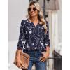 imageZeagoo 34 Length Sleeve Womens Tops Casual Dressy Summer Blouses Buisness Work Spring Tee ShirtsFloral Navy
