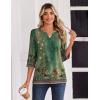 imageZeagoo 34 Length Sleeve Womens Tops Casual Dressy Summer Blouses Buisness Work Spring Tee ShirtsGreen Floral
