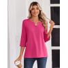 imageZeagoo 34 Length Sleeve Womens Tops Casual Dressy Summer Blouses Buisness Work Spring Tee ShirtsHot Pink
