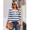 imageZeagoo 34 Length Sleeve Womens Tops Casual Dressy Summer Blouses Buisness Work Spring Tee ShirtsNavy Stripes