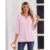 imageZeagoo 34 Length Sleeve Womens Tops Casual Dressy Summer Blouses Buisness Work Spring Tee ShirtsPink Stripes