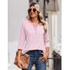 imageZeagoo 34 Length Sleeve Womens Tops Casual Dressy Summer Blouses Buisness Work Spring Tee ShirtsPink Stripes