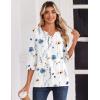 imageZeagoo 34 Length Sleeve Womens Tops Casual Dressy Summer Blouses Buisness Work Spring Tee ShirtsWhite Floral