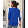 imageZeagoo 34 Length Sleeve Womens Tops V Neck Shirt Dressy Casual Blouse Basic Tshirts 2025 Fashion Clothing S2XLBlue