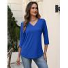 imageZeagoo 34 Length Sleeve Womens Tops V Neck Shirt Dressy Casual Blouse Basic Tshirts 2025 Fashion Clothing S2XLBlue