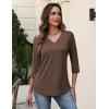 imageZeagoo 34 Length Sleeve Womens Tops V Neck Shirt Dressy Casual Blouse Basic Tshirts 2025 Fashion Clothing S2XLBrown