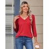 imageZeagoo 34 Length Sleeve Womens Tops V Neck Shirt Dressy Casual Blouse Basic Tshirts 2025 Fashion Clothing S2XLRed