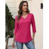 imageZeagoo 34 Length Sleeve Womens Tops V Neck Shirt Dressy Casual Blouse Basic Tshirts 2025 Fashion Clothing S2XLRose Red