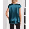 imageZeagoo Women Silk Stain Tops Cap Short Sleeve Blouse V Neck Shirts Business Casual Outfits S2XLBlue Green