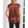imageZeagoo Women Silk Stain Tops Cap Short Sleeve Blouse V Neck Shirts Business Casual Outfits S2XLBrown