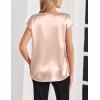 imageZeagoo Women Silk Stain Tops Cap Short Sleeve Blouse V Neck Shirts Business Casual Outfits S2XLChampagne
