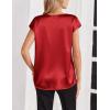 imageZeagoo Women Silk Stain Tops Cap Short Sleeve Blouse V Neck Shirts Business Casual Outfits S2XLRed