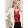 imageZeagoo Women Silk Stain Tops Cap Short Sleeve Blouse V Neck Shirts Business Casual Outfits S2XLRed