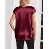 imageZeagoo Women Silk Stain Tops Cap Short Sleeve Blouse V Neck Shirts Business Casual Outfits S2XLWine Red