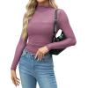 imageZeagoo Womens Mesh Sheer Long Sleeve Top Mock Turtle Neck See Though Shirts Ruched Sexy Casual Going Out BlousesFuchsia