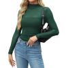 imageZeagoo Womens Mesh Sheer Long Sleeve Top Mock Turtle Neck See Though Shirts Ruched Sexy Casual Going Out BlousesGreen