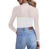 imageZeagoo Womens Mesh Sheer Long Sleeve Top Mock Turtle Neck See Though Shirts Ruched Sexy Casual Going Out BlousesWhite