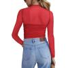 imageZeagoo Womens Mesh Sheer Long Sleeve Top Mock Turtle Neck See Though Shirts Ruched Sexy Casual Going Out BlousesWine Red