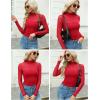 imageZeagoo Womens Mesh Sheer Long Sleeve Top Mock Turtle Neck See Though Shirts Ruched Sexy Casual Going Out BlousesWine Red