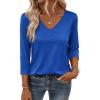 imageZeagoo 34 Length Sleeve Womens Tops V Neck Shirt Dressy Casual Blouse Basic Tshirts 2025 Fashion Clothing S2XLBlue