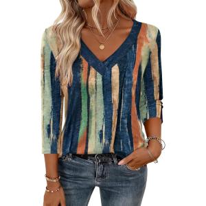 imageZeagoo 34 Length Sleeve Womens Tops V Neck Shirt Dressy Casual Blouse Basic Tshirts 2025 Fashion Clothing S2XLCx289