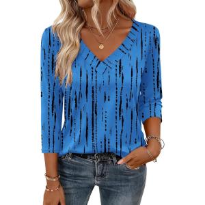 imageZeagoo 34 Length Sleeve Womens Tops V Neck Shirt Dressy Casual Blouse Basic Tshirts 2025 Fashion Clothing S2XLZr459