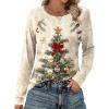 imageZeagoo Womens Long Sleeve Tshirts Casual Tunic Tops Work Fashion Cute Sweaters Fall Outfits 2025 Dressy Blouse01floral Christmas