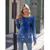 imageZeagoo Womens Long Sleeve Tshirts Casual Tunic Tops Work Fashion Cute Sweaters Fall Outfits 2025 Dressy BlouseBlue Floral