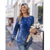 imageZeagoo Womens Long Sleeve Tshirts Casual Tunic Tops Work Fashion Cute Sweaters Fall Outfits 2025 Dressy BlouseBlue Floral