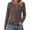 imageZeagoo Womens Long Sleeve Tshirts Casual Tunic Tops Work Fashion Cute Sweaters Fall Outfits 2025 Dressy BlouseBrown