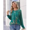 imageZeagoo Womens Long Sleeve Tshirts Casual Tunic Tops Work Fashion Cute Sweaters Fall Outfits 2025 Dressy BlouseGreen Floral