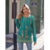 imageZeagoo Womens Long Sleeve Tshirts Casual Tunic Tops Work Fashion Cute Sweaters Fall Outfits 2025 Dressy BlouseGreen Floral
