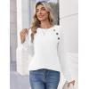 imageZeagoo Womens Long Sleeve Tshirts Casual Tunic Tops Work Fashion Cute Sweaters Fall Outfits 2025 Dressy BlouseWhite