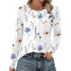 imageZeagoo Womens Long Sleeve Tshirts Casual Tunic Tops Work Fashion Cute Sweaters Fall Outfits 2025 Dressy BlouseWhite Floral