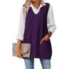 imageZeagoo Womens Sweater Vest 2025 Oversized Sleeveless V Neck Pullovers with Pocket Knitted Fall OutfitsPurple