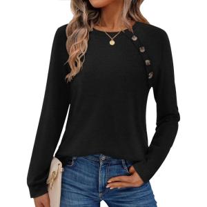 imageZeagoo Womens Long Sleeve Tshirts Casual Tunic Tops Work Fashion Cute Sweaters Fall Outfits 2025 Dressy BlouseBlack