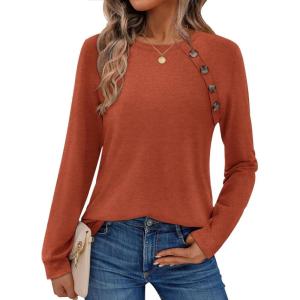 imageZeagoo Womens Long Sleeve Tshirts Casual Tunic Tops Work Fashion Cute Sweaters Fall Outfits 2025 Dressy BlouseCaramel