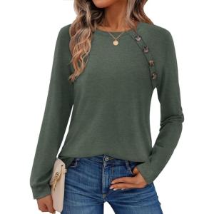 imageZeagoo Womens Long Sleeve Tshirts Casual Tunic Tops Work Fashion Cute Sweaters Fall Outfits 2025 Dressy BlouseGreen