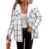 imageZeagoo Womens Plaid Shacket Jacket Long Sleeve Fleece Hooded Jackets Fall Winter Warm Coat S2XLWhite Plaid