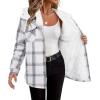 imageZeagoo Womens Plaid Shacket Jacket Long Sleeve Fleece Hooded Jackets Fall Winter Warm Coat S2XLWhite Plaid