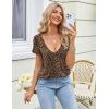 imageZeagoo Womens Tops Deep V Neck Shirts Summer Low Cut Top Sexy Short Sleeve Tshirts Trendy Clothes Fashion Clothing S3XLAn136 Cheetah Print
