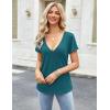 imageZeagoo Womens Tops Deep V Neck Shirts Summer Low Cut Top Sexy Short Sleeve Tshirts Trendy Clothes Fashion Clothing S3XLBlue Green